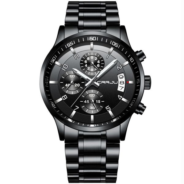 CRRJU Men's Watch Chronograph Stainless Steel