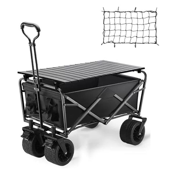 Folding Camping Wagon with Removable Table Top - 230L Capacity