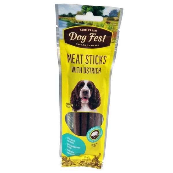 Dog Fest Meat Sticks with Ostrich 45g for Adult Dogs