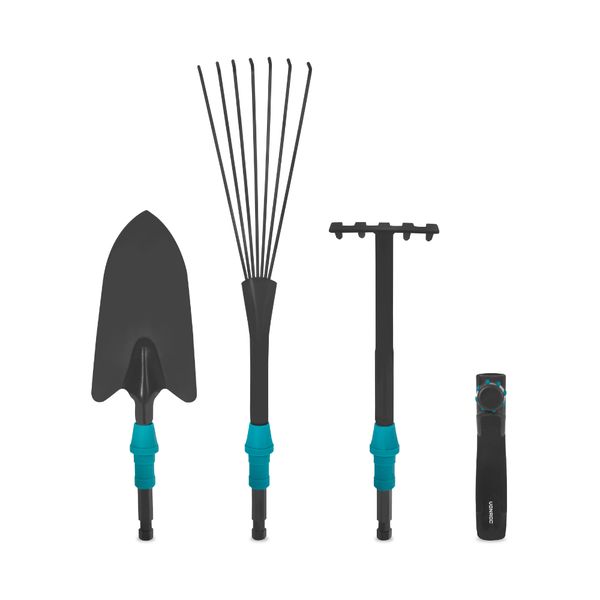 VONROC Gardening Tool Set 3-1 V-Fix system | Leaf Rake, Shovel, Hand Rake