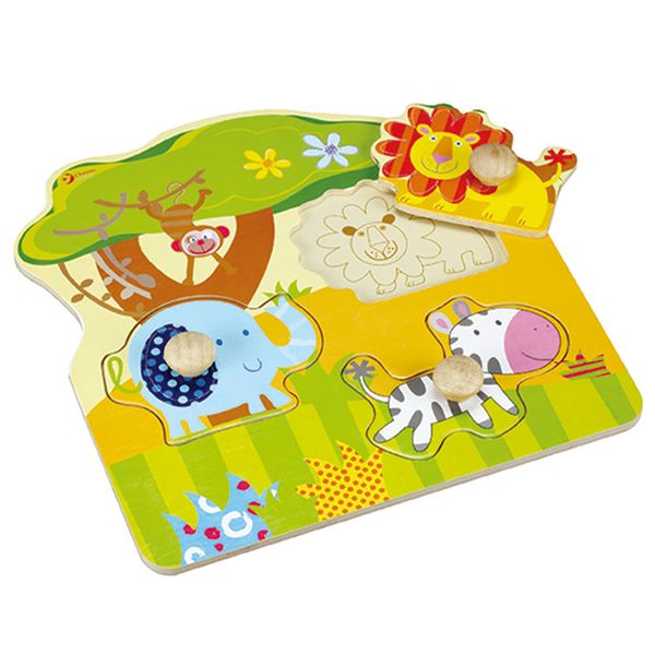 Classic World Wild Animals Peg Puzzle 3 Piece