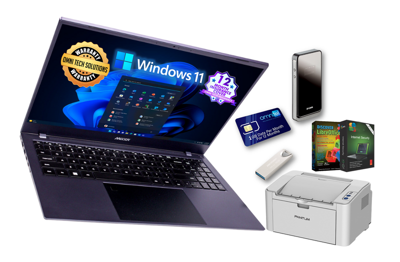 Mecer Intel Celeron 4GB-256GB SSD Laptop 14" BIG 1-Bundle