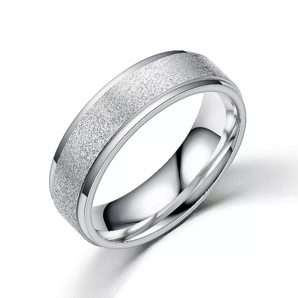 Rings Stainless Steel Frosted Pearl Sand Silver image