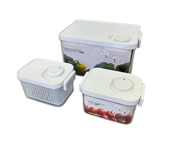 DateMate FoodLifeSaver Set -2 Small + 1 Large, Perfect for Fresh Food - 3 Piece