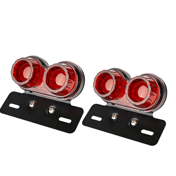 (2 Pcs-Red Motorcycle LED Tail Light Turn Signal Lights License Plate