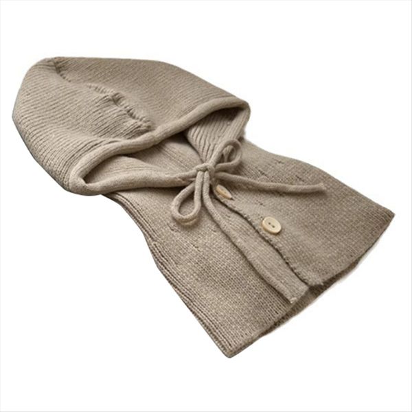 Winter Hat With Hood &amp; Scarf Knitted Balaclava Beanie-Black
