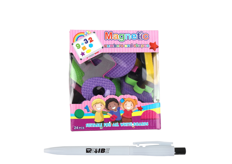 24Pcs Kids Safe Educational Magnetic Foam Number Shapes with ReVibe Pen