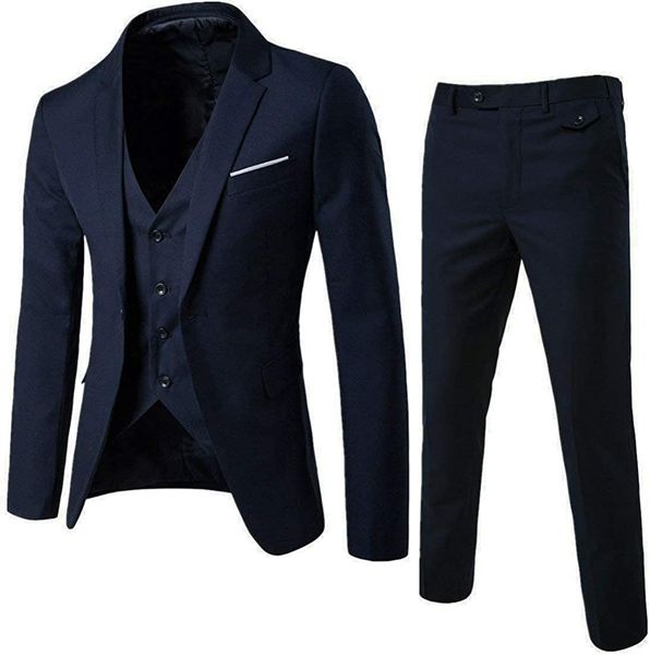 All Things Fabulous Men's 3 piece, Jacket,Vest &amp; Trousers Set - Dark Blue