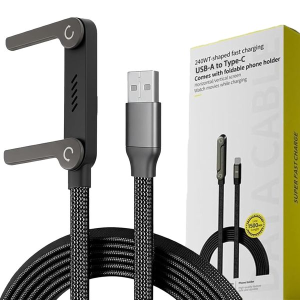 Hovertek-65W USB-A to Type-C Cable with Foldable Stand