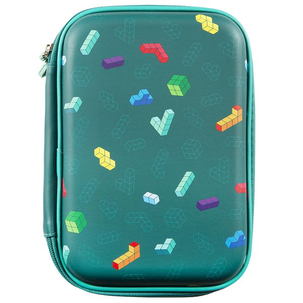 Green BuildIt Dbl Hardshell Pencil Case