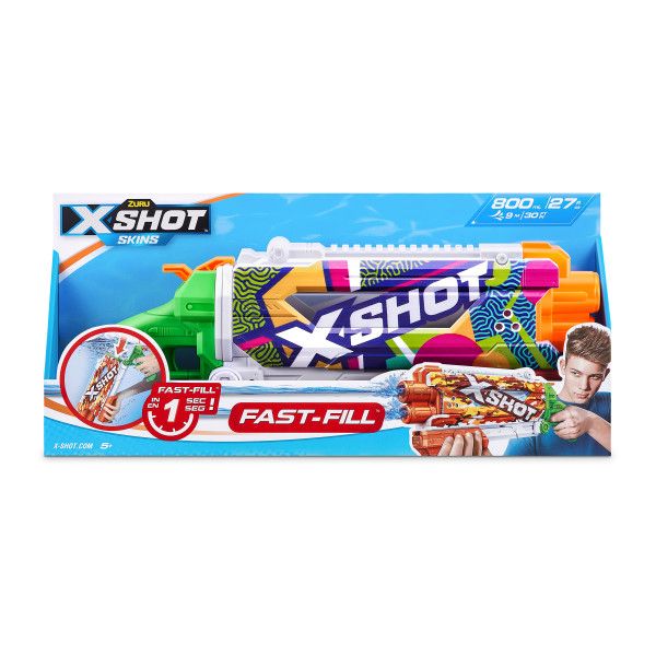 X-Shot Fast-Fill Skins Pump Action Water Blaster by ZURU- Assorted