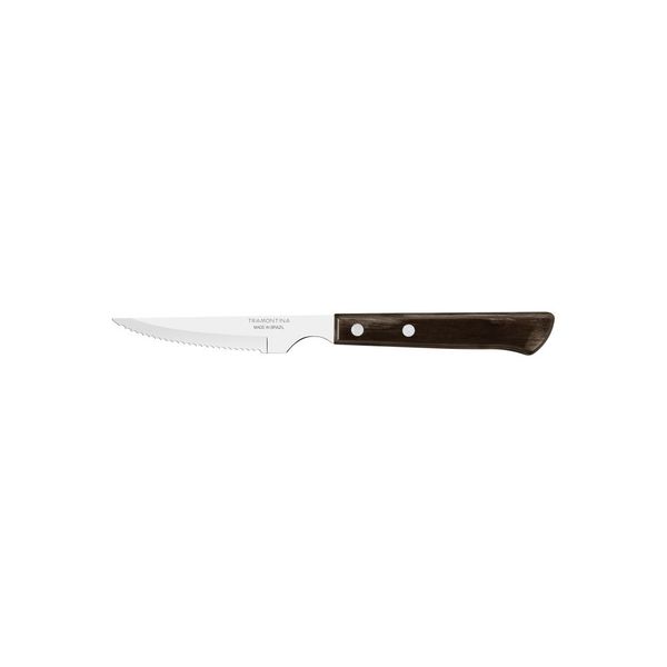 Tramontina Dishwasher Safe 10cm Serrated Steak Knife with Brown Handle