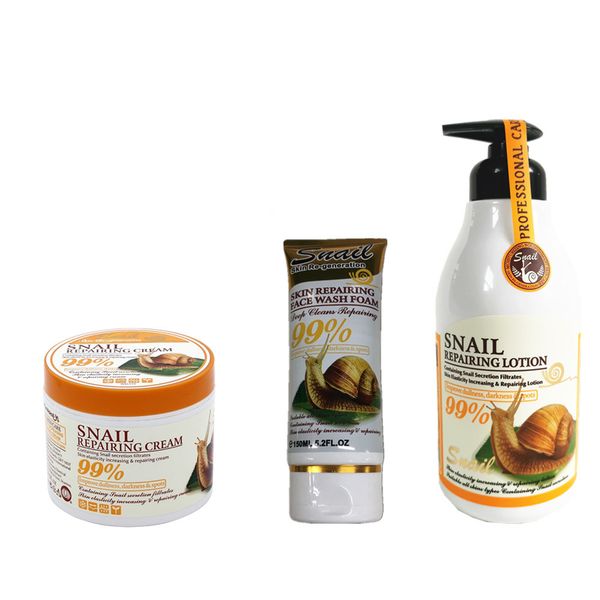 Snail Repairing Lotion, Cream &amp; Face Wash Foam Kit For All Skin Types