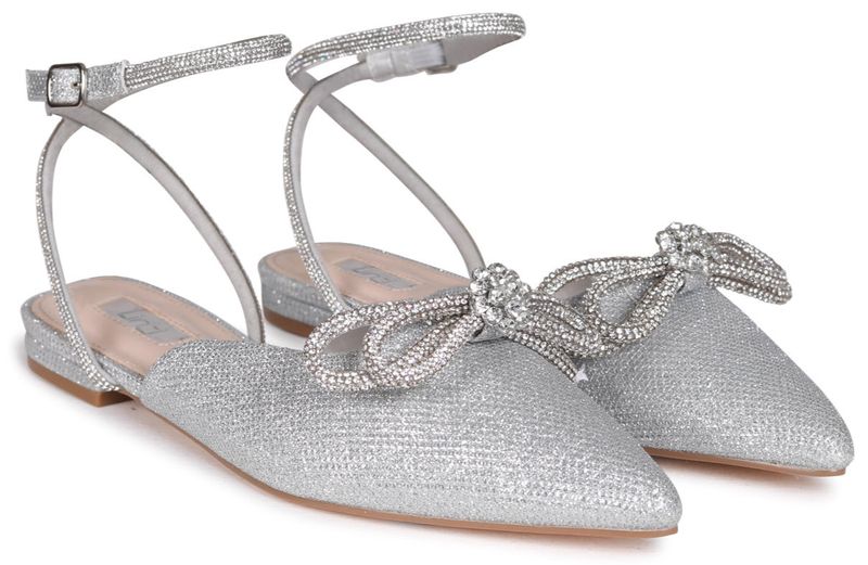 Linzi Ladies - MAYLA Glitter Flats - Silver Glitter