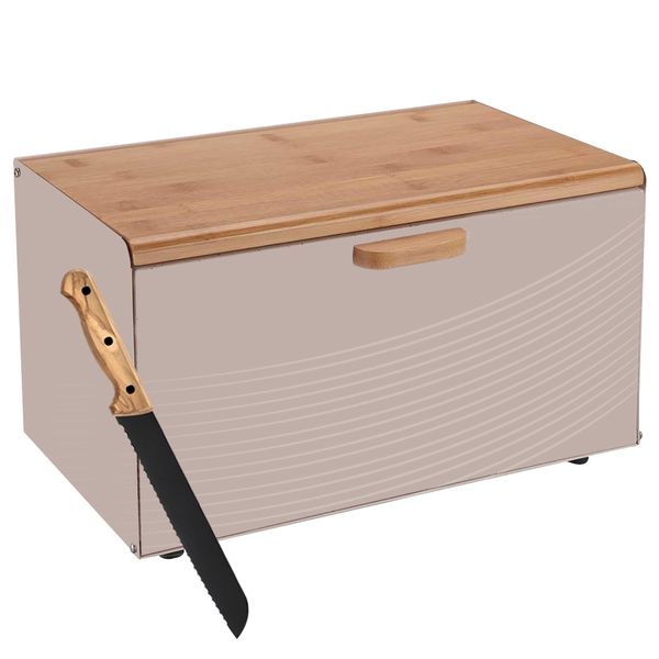 Elegant and stylish Large Storage Dual opening Bread Box with Bread Knife