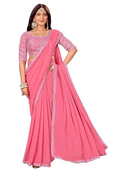 Georgette Saree With Silk Blouse