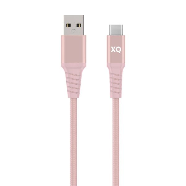 XQISIT Extra Strong Braided USB C 3.0 to USB A 200cm Cable - Pink
