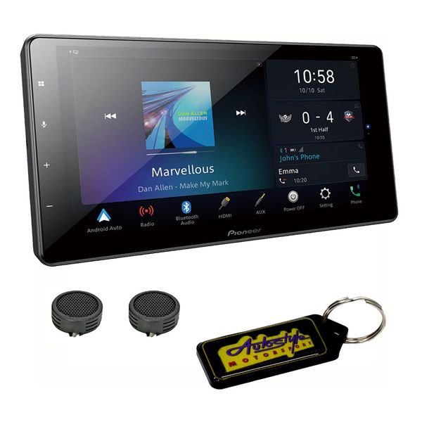 Pioneer 9" Modular Hi-Res AV Apple CarPlay Receiver &amp;Evo Tweeters &amp; Keyring