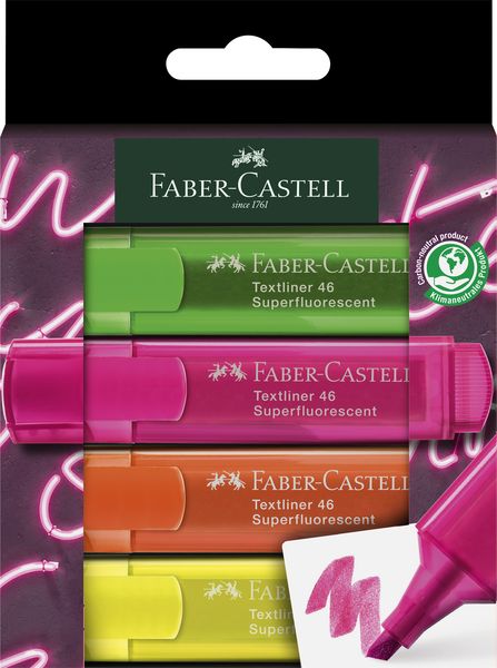 Faber-Castell, Highlighter, Neon Wallet of 4, GenZ