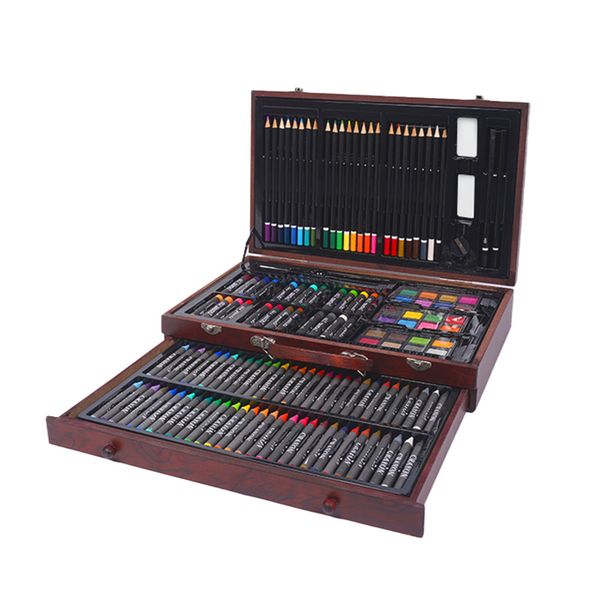 150-Piece Deluxe Wooden Art Set, Drawing &amp; Painting Kit with 2 Sketch Pads