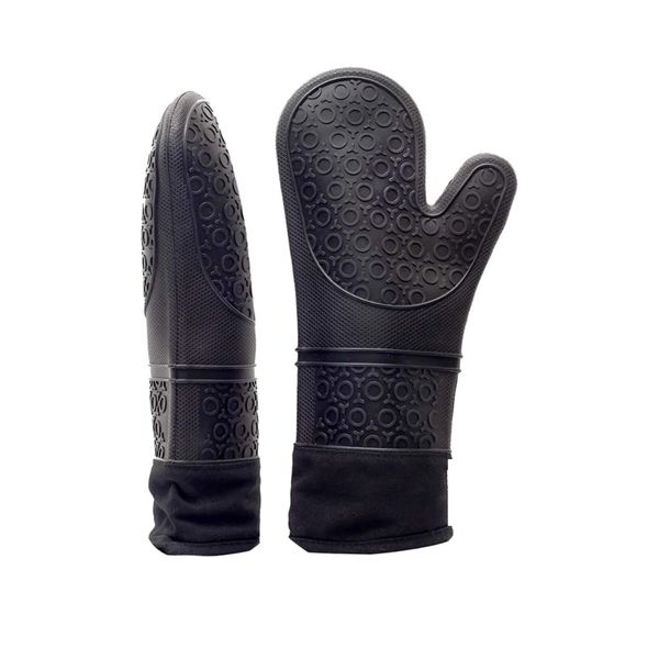 Pruchef - Black Silicone Oven Gloves - Extra Long
