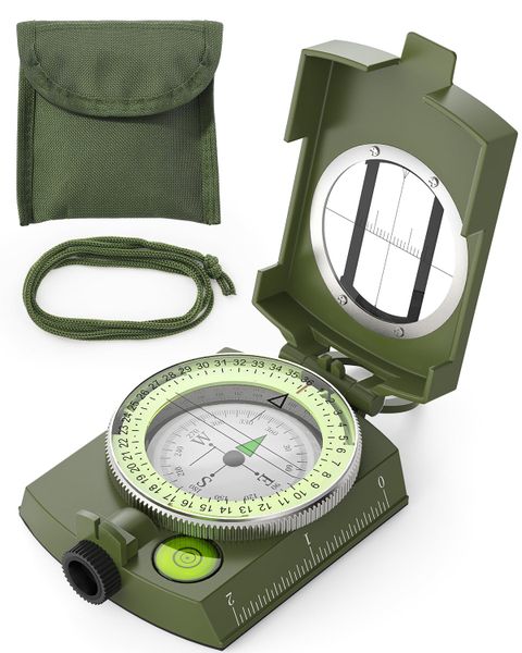 Precision Orienteering Compass with Strap, Pouch &amp; Glow in Dark Dial