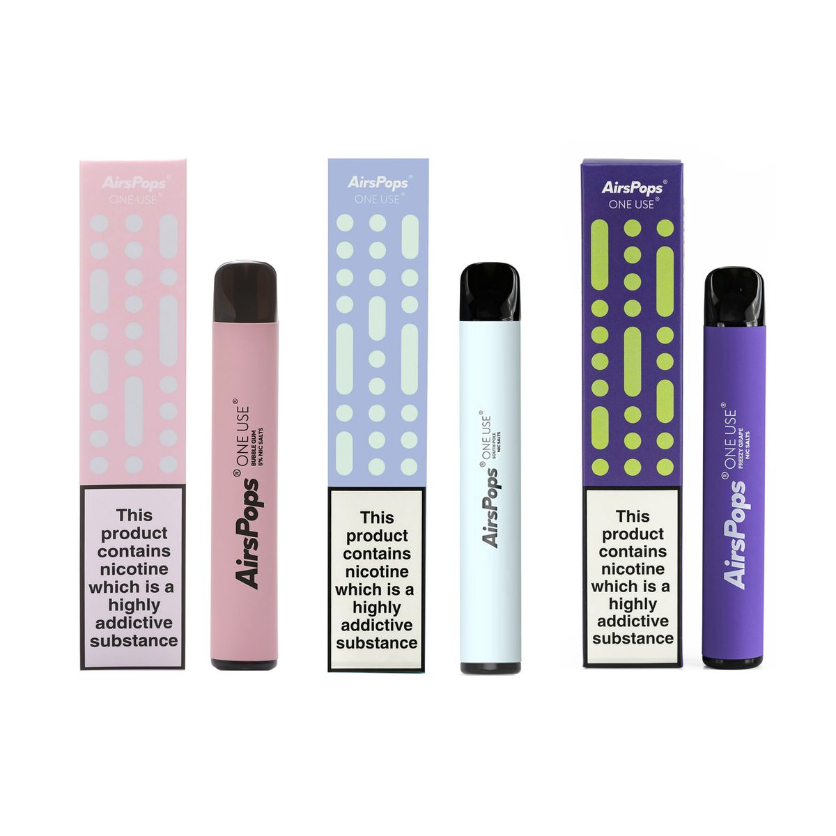 AirsPops One Use 3 x Disposable Freezy GSouth PBubblegum Shop