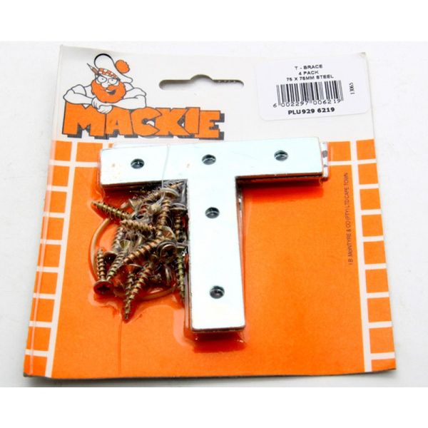Bulk Pack x 10 Mackie T-Brace Galvanized 100X100mm &amp; Screws