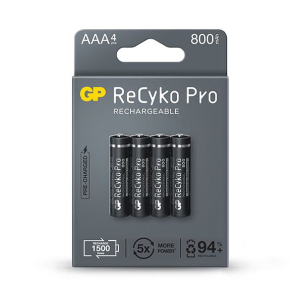 GP Recyko PRO AAA 800mAh Card of 4
