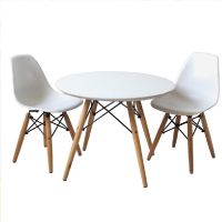 Round Table with 2 Chairs - White