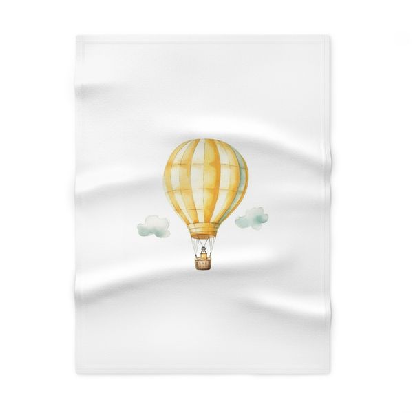 Yellow Hot Air Balloon Fleece Blanket 70x100cm