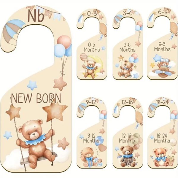 7 Bear Clothing dividers baby shower gift nursery (made of wood) organizer