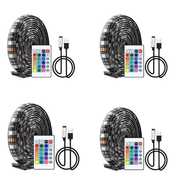 5M USB TV RGB LED 5050 Strip Light 4 Pieces