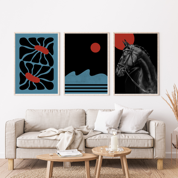 Black Horse Wall Art - A3 Unframed
