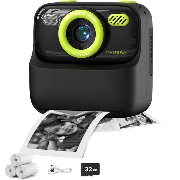 Children's Instant Print Camera | Games |1080P HD Video-white