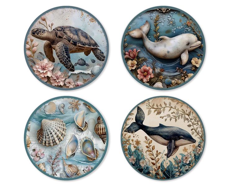 Coasters: Under The Sea - Round - 4 Pack