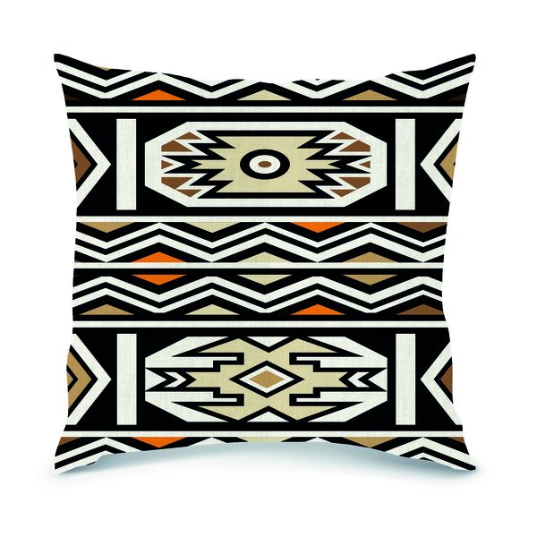 Ndebele African Print Square Cushion Cover Brown