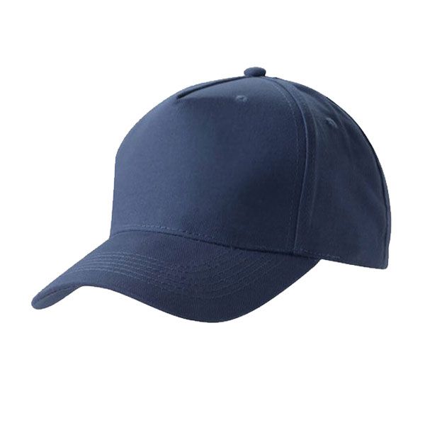 5 Panel Cotton Cap with Velcro Closure - Navy Blue - 20 Pack