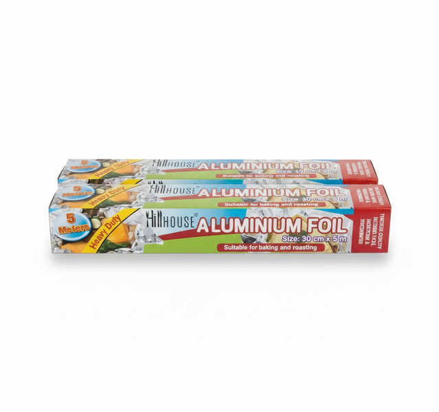 Hillhouse Heavy Duty Disposable Aluminium Foil Roll, 30cmx5m - 2 Pack