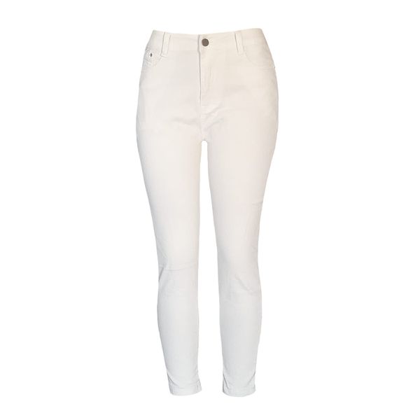 Ladies White Skinny Mid-Rise Jeans