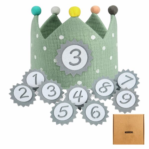 Birthday Crown for Kids - Reusable Birthday Party Hat Crown - Green