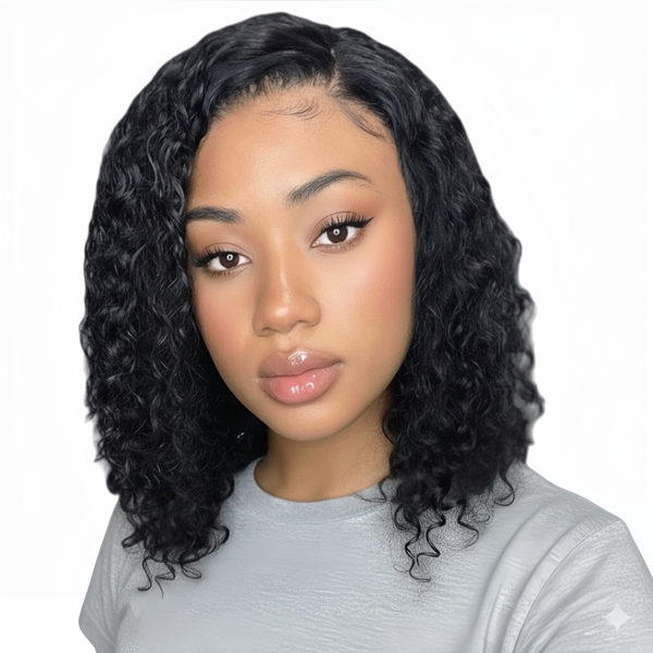 Luvee12 inch Water Wave Wig - Human Hair with 13x4 Lace Front