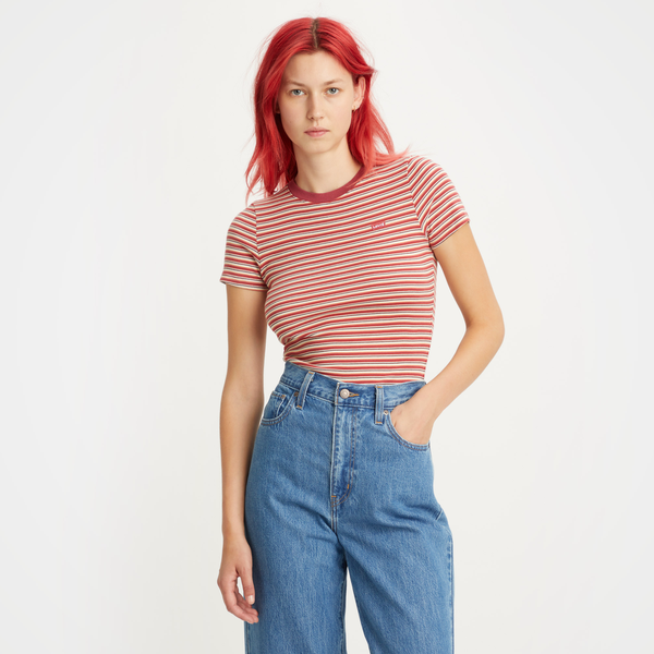 Levi's Women's Rib Baby Tee - Stripe Earth