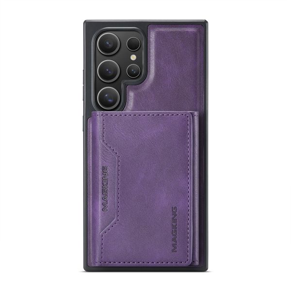 Magnetic Case PC+TPU+PU Leather Phone Case Compatible with Samsung Galaxy S24 Ultra