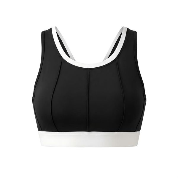 Women's High-Impact Vertical Striped Sports Bra - Yoga Crop Top