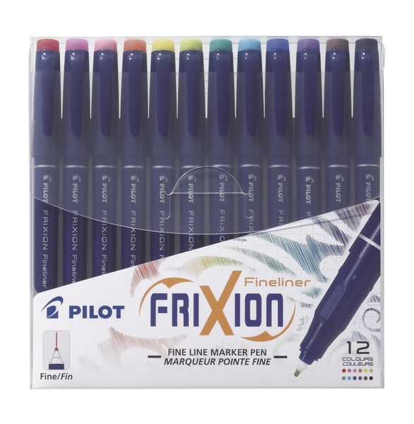 Pilot SW-FF Frixion Erasable Fineliner - Wallet of 12 Assorted Colours