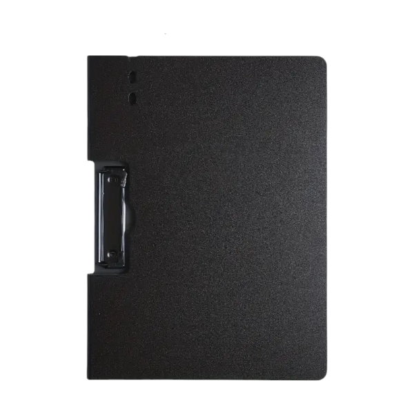 Expandable Black Clipboard Folder with Secure Metal Clip - Black