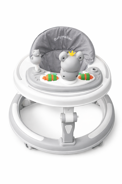 Baby Walker with Interactive Toy Tray - Grey &amp; White