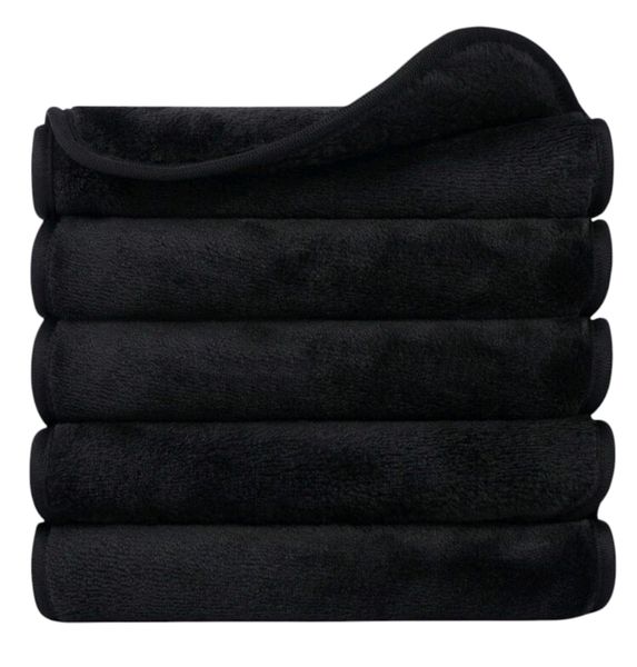 5 Pack Microfiber Reusable Make-up Remover Cloth - Black