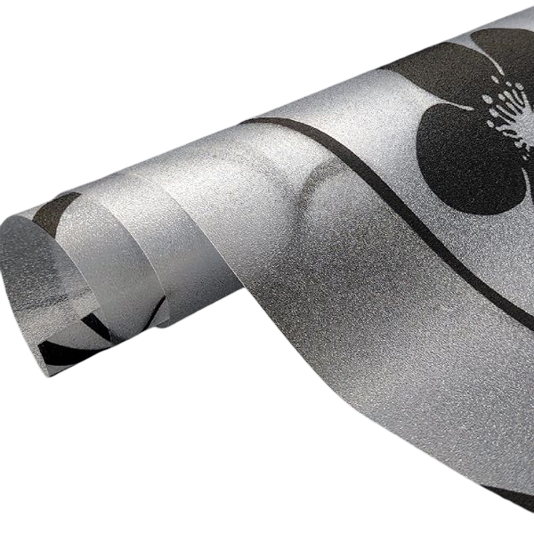 Black Floral Frosted Glass Film Self Adhesive 60cm